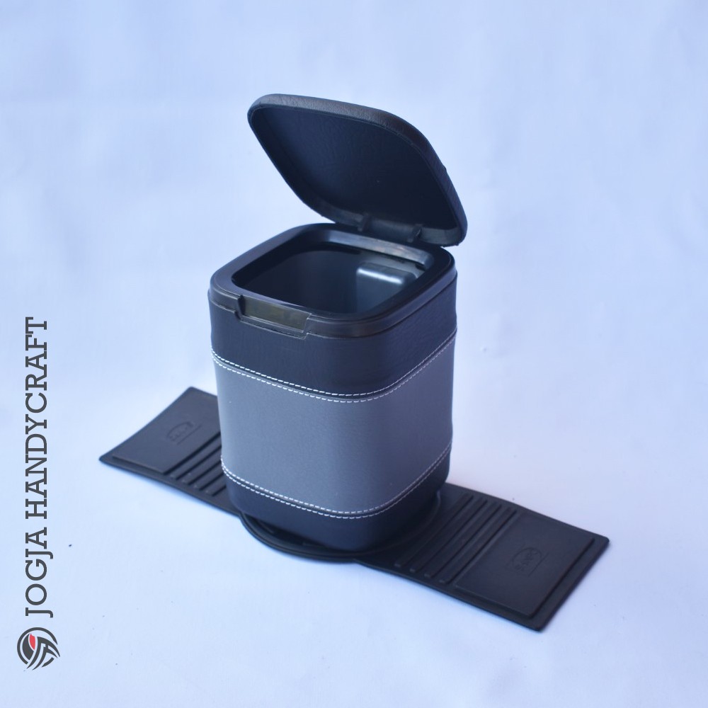 Tempat Sampah Mobil Cover Kulit Sintetis Elegan / Car Dustbin