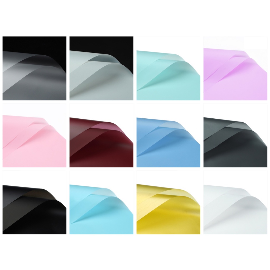 

(5 LEMBAR) PROMO CUCI GUDANG Cellophane Polos Satu Warna Waterproof Kertas Pembungkus Bunga Florist Supplier Kado 58*58cm