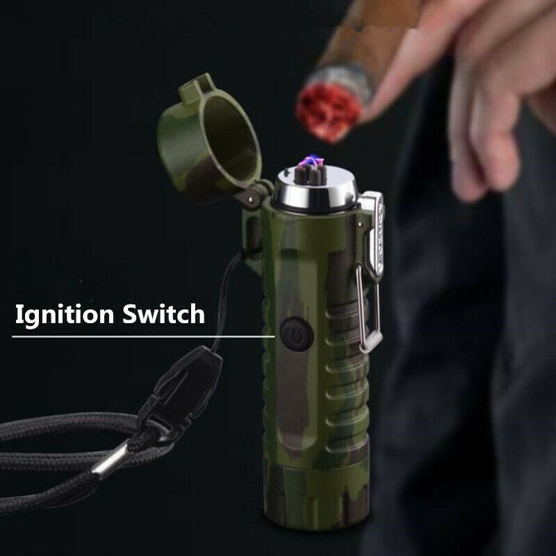 USB Rechargeable Dual Plasme Flameless Outdoor Lighter with Flashlight