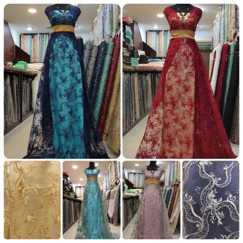 Kain Tile Brokat Mutiara Akar Dress Kebaya