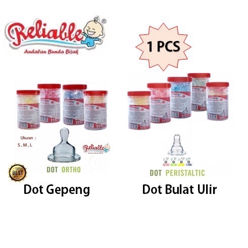 Reliable Dot Botol Susu Bayi Gepeng / BulatPeristaltic &amp; Ortho Silicone Nipple Silikon Peristatik