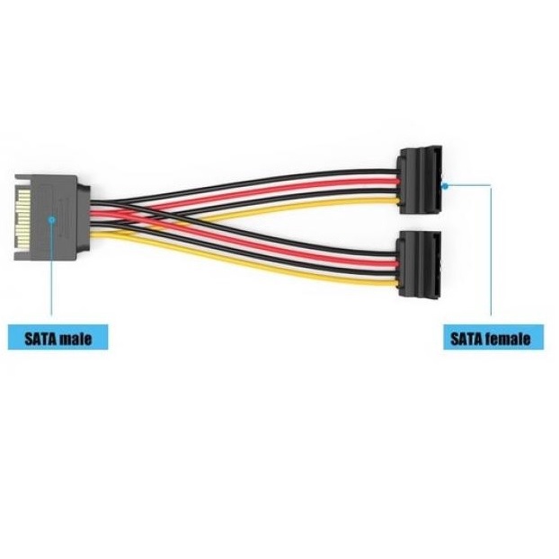 SKU-1281 KABEL SATA 15 PIN MALE TO DUAL FEMALE SPLITTER CABANG MODEL L