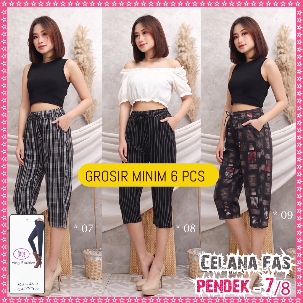 [GROSIR] Celana Zahra 7/8 pendek Import Terbaru / celana fashion wanita import / celana kotak wanita