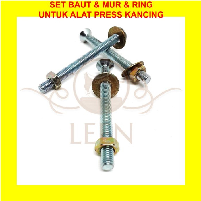 Set Baut &amp; Mur &amp; Ring untuk Alat Press Kancing Bungkus LEEN