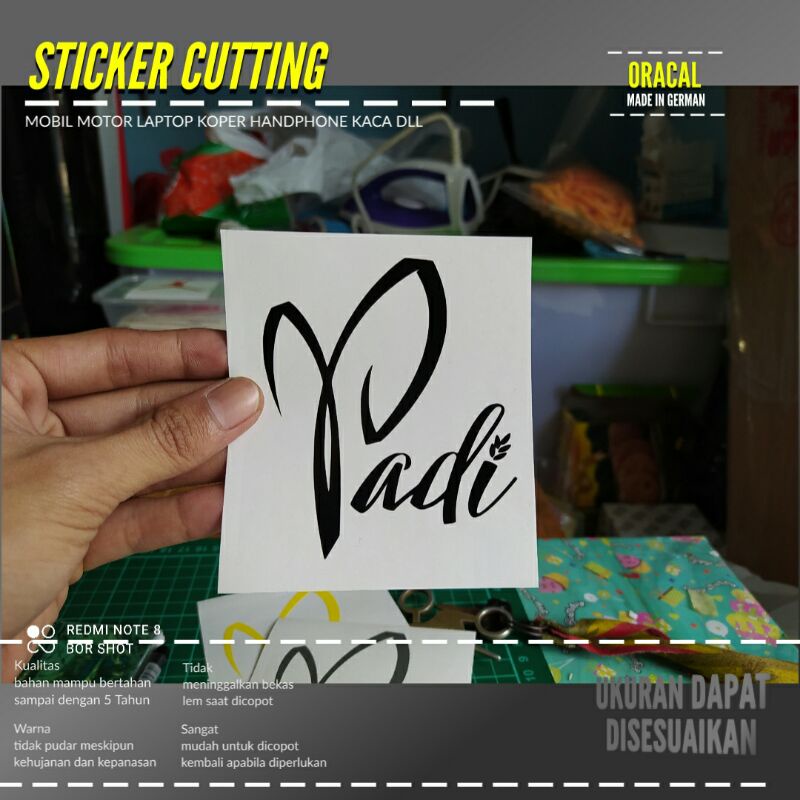 STIKER PADI CUTTING BAHAN ORACAL CUSTOM
