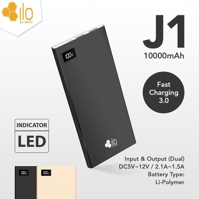 Powerbank Hippo Ilo J1 Led 10000Mah (Power Bank Pb) Garansi 1 Tahun