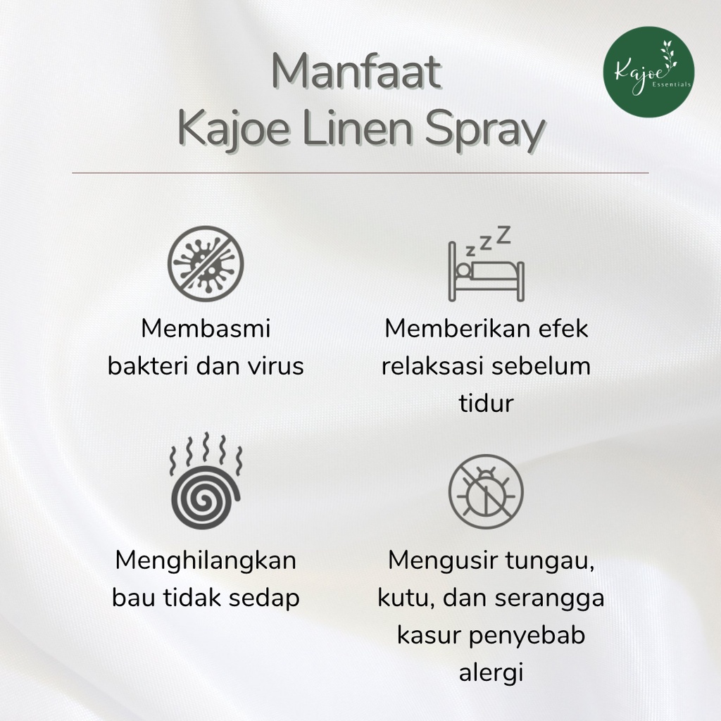 KAJOE LINEN BED SPRAY | Anti Tungau Anti Kutu Kasur Anti Bacterial&amp;Virus Pure Essential Oil 100 ML