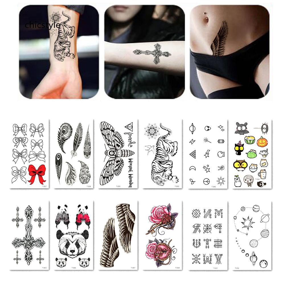 Plum Bunga Whale Bulb Temporary Body Art Tattoo Palsu Sticker