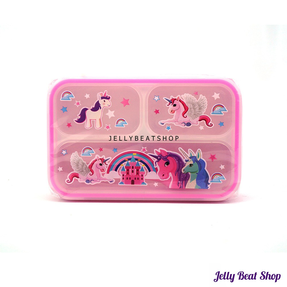 Lunch BoxMINI 3 grids ANTI TUMPAH karakter