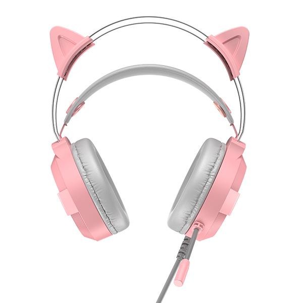 Gamen GH1100 Pink Cat Ear Cute RGB Wired Headset Headphone Gaming HP