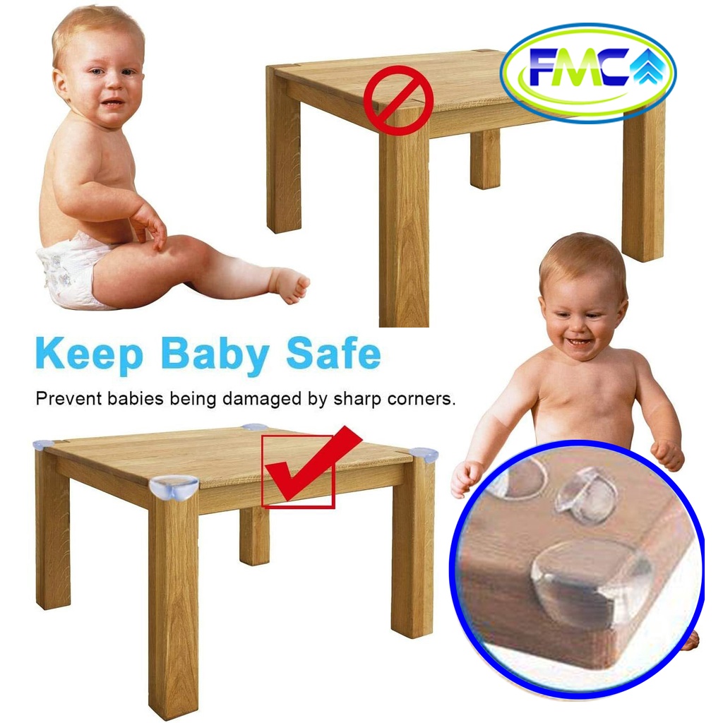 Pelindung Sudut Meja Siku Transparant  Karet Silikon Ujung Kaca Silicone Table Saftey Aman Untuk Bayi Anak Kecil Orang Tua