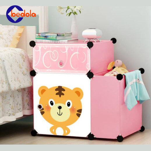 Bedola Lemari plastik bedside table rak serbaguna keranjang baju 3 kotak