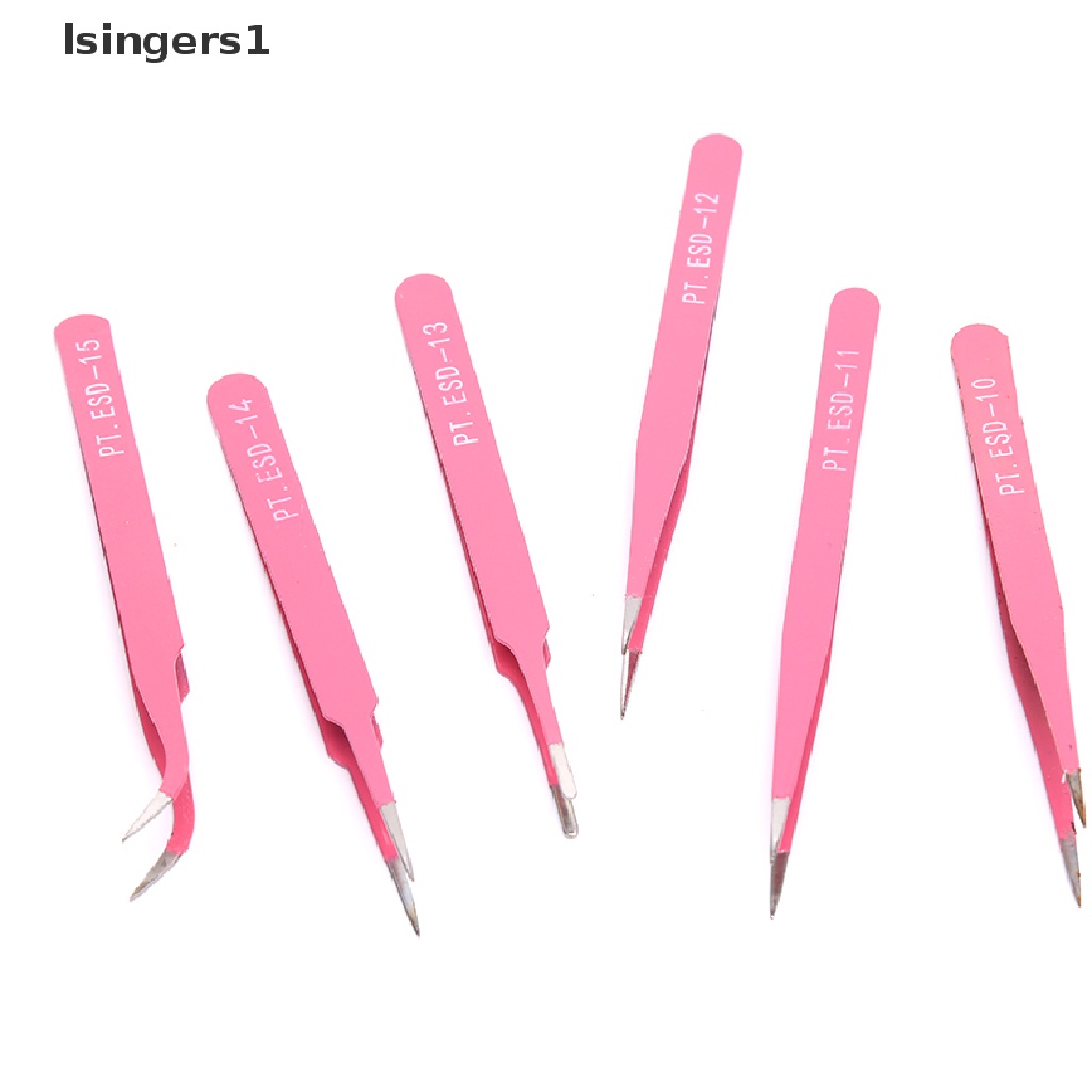 (lsingers1) Pinset Alis Profesional Bahan Stainless Steel Warna pink