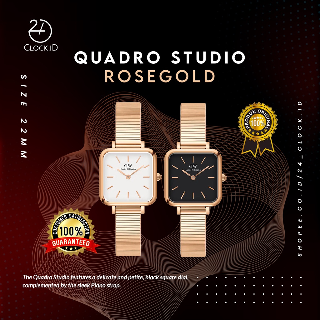 JAM TANGAN DANIEL WELLINGTON ORIGINAL QUADRO STUDIO ROSEGOLD