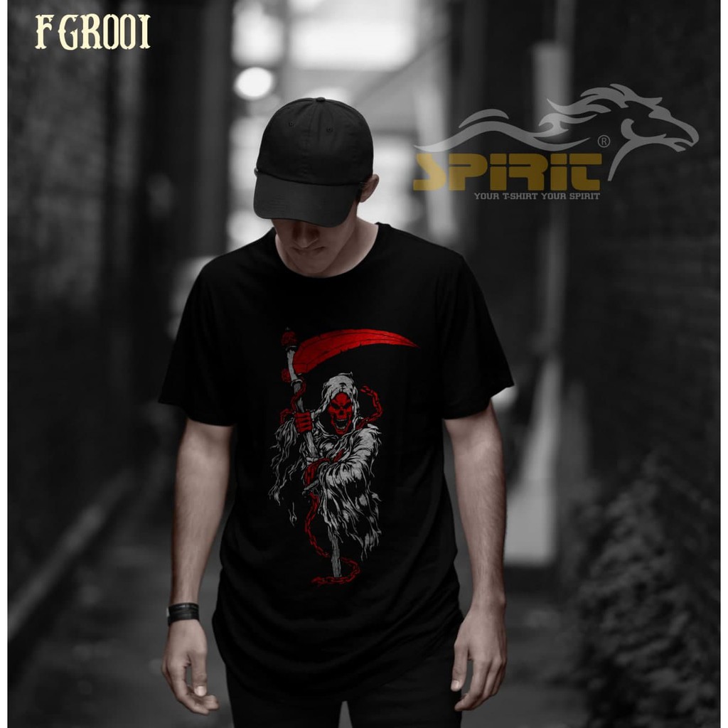 Baju Kaos Distro Malaikat Maut Lengan Pendek Cotton Combed 24s Murah