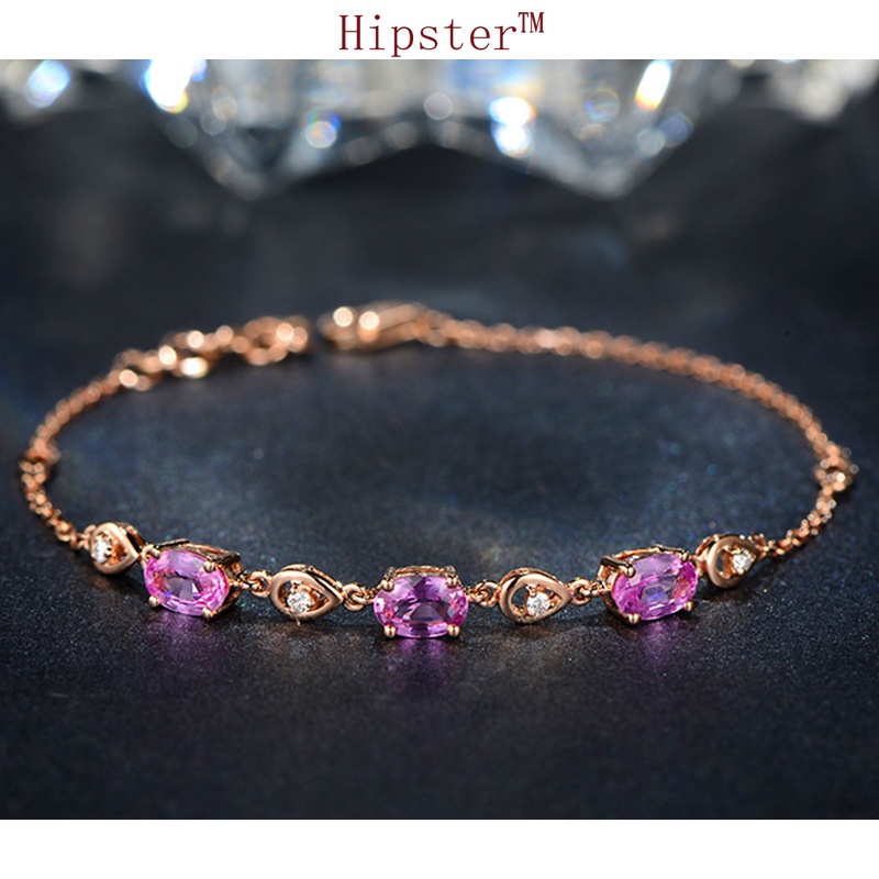 Elegant Natural Pink Gem Temperament Personality Affordable Luxury Vintage Bracelet