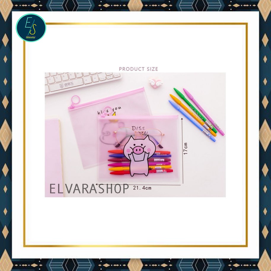 

elvarashop-Tempat Pensil Pig Kartun A5/Stationery Pencil Case A5
