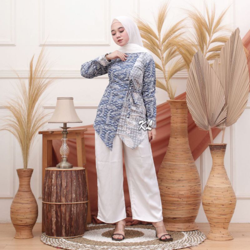 tey-17 Batik wanita ASJ SA HRB026 Kenongo Kemeja Tosca Pendek-220