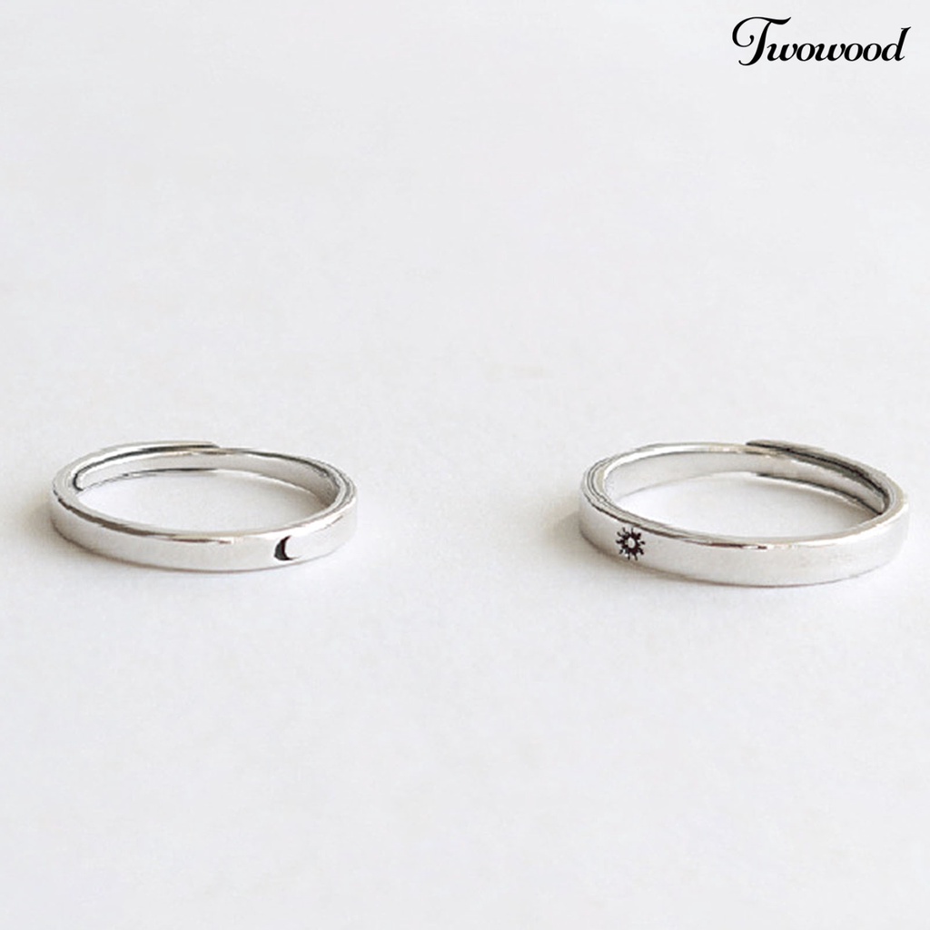 Twowood Couple Ring Moon Sun Korean Style Jewelry Temperament Bright Luster Finger Ring for Valentines Day