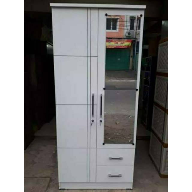 LEMARI pakaian putih 2 PINTU MINIMALIS bisa untuk GAMIS / LEMARI PAKAIAN PUTIH / LEMARI BAJU 2PINTU