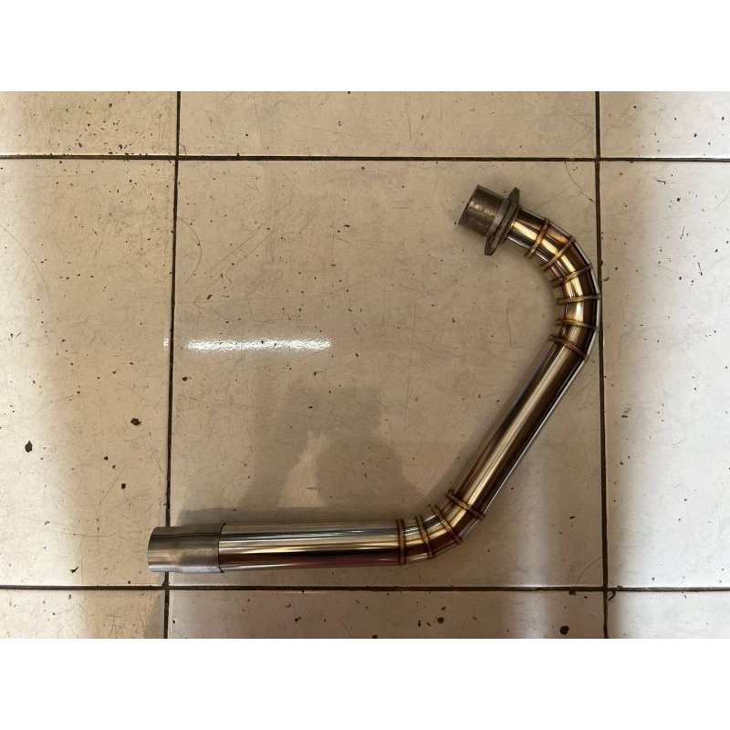 Leher Knalpot kenalpot CB GL Mepapro Tiger Full Stainless Putih (Croom) dan Bluemoon