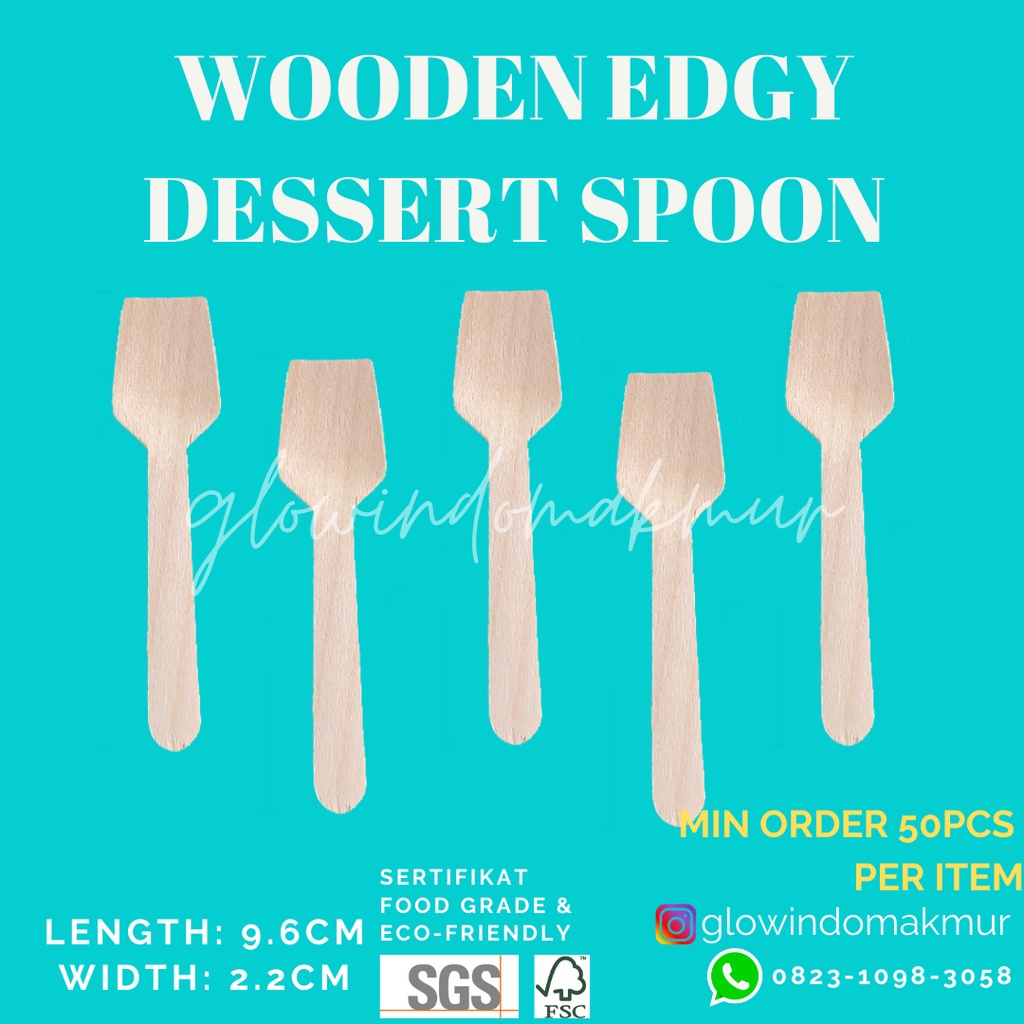 Sendok Siku Kayu Wooden Dessert Spoon Sendok Kue Sendok Es Krim Ice Cream Kayu Sendok Kayu