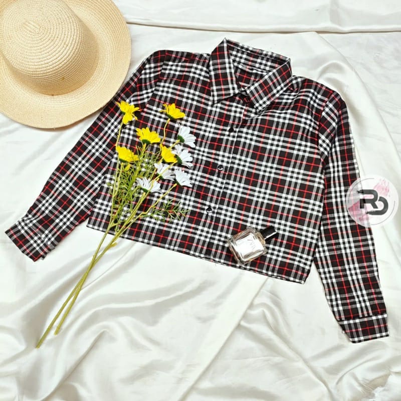 Tartan Crop Top Blouse / Tartan Outer Crop