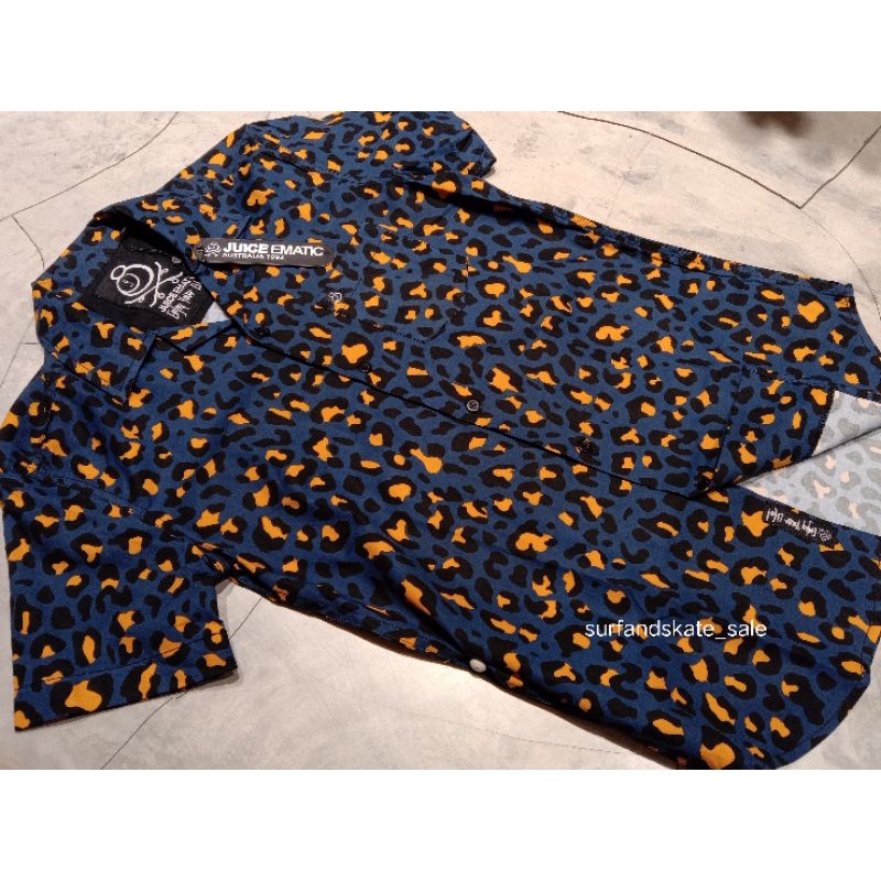 Kemeja pria Juice Ematic Motif Leopard blue All