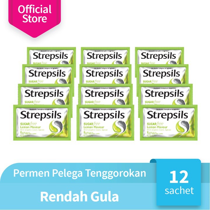 

Strepsils Sugar Free Rasa Lemon isi 8 butir x 12 Sachet- Permen Pelega Tenggorokan Rasa Lemon