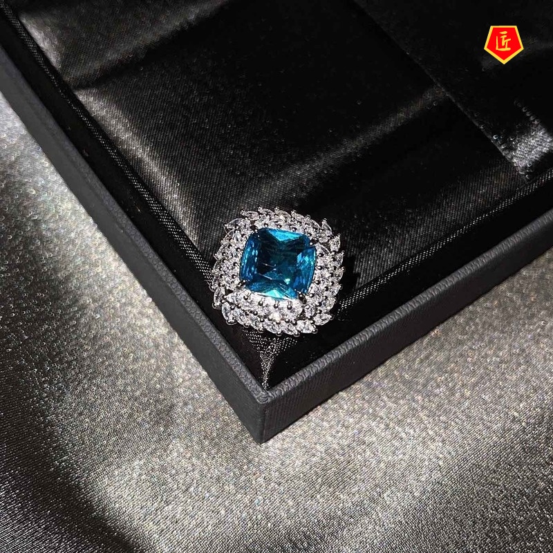[Ready Stock]New Luxury Colored Gems Necklace Set Rings Ear Stud