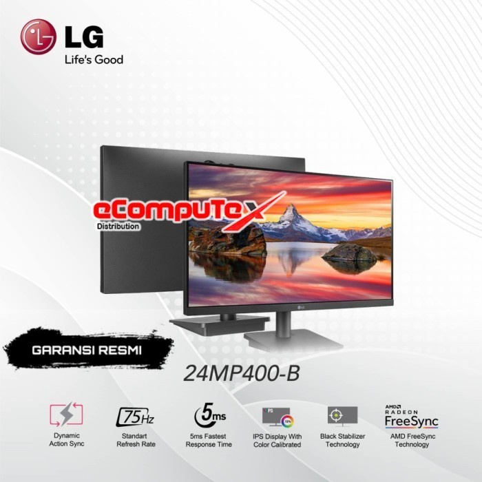 MONITOR LED LG 24MP400-B / 24MP400 B 23.8 INCH FHD IPS 5MS AMD FREESYNC - RESMI