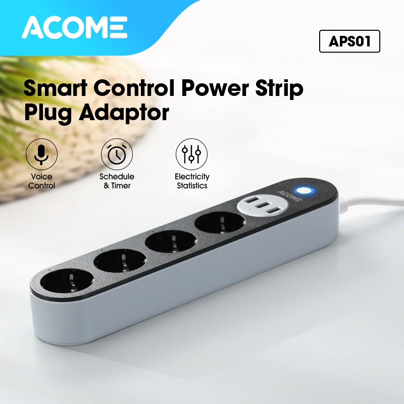 ACOME Smart Power Strip Stop Kontak Colokan Kabel WiFi Garansi Resmi 1 Tahun APS01