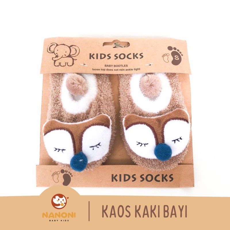 *FRAULEINCO* Sepatu Prewalker Kaos Kaki Korea Anak Bayi Kaus Kaki Bulu Lembut Motif Animal Baby Socks