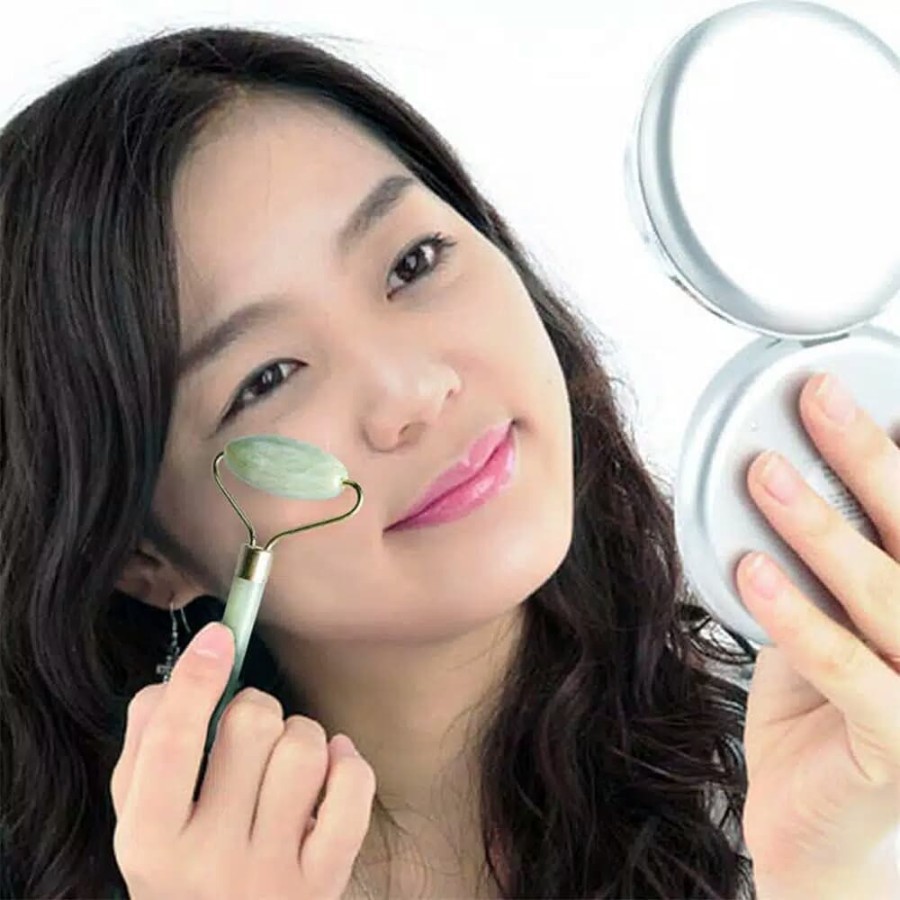 CLEARANCE SALE - Jade Face Roller Alat Pijat Warna Hijau dan Rose Untuk Perawatan Wajah