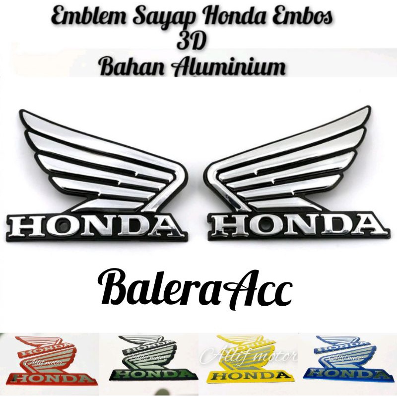 2 PCS Emblem Sayap Honda Wings Bahan Plat Metal High Quality