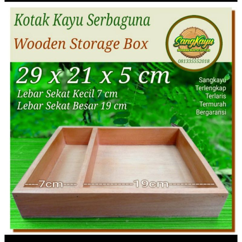 Kotak kayu serbaguna 29x21x5 cm Kotak Tempat penyimpanan nampan tray