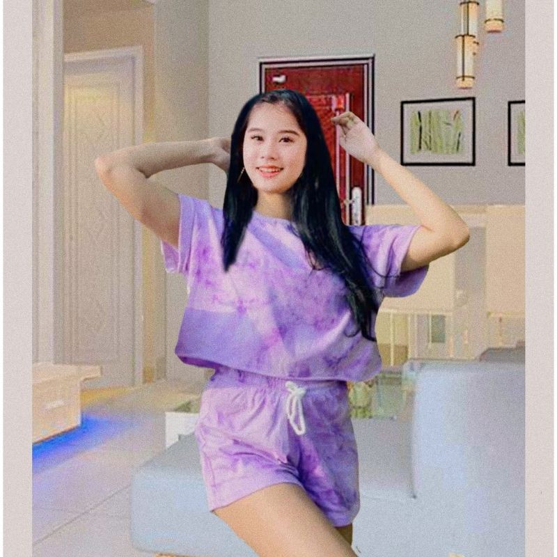 Set Tie dye/Baju tie Due/Bjau wanita kekinian/Pakaian remaja kekinian/Pakaian remaja nyantai