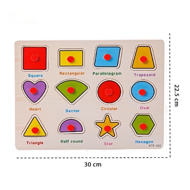 TokoPapin Puzzle Kayu Knob Mainan Edukasi Puzzle Kayu Angka Alphabet Alfabet Bentuk Bahan Halus Aman Untuk Anak Bayi