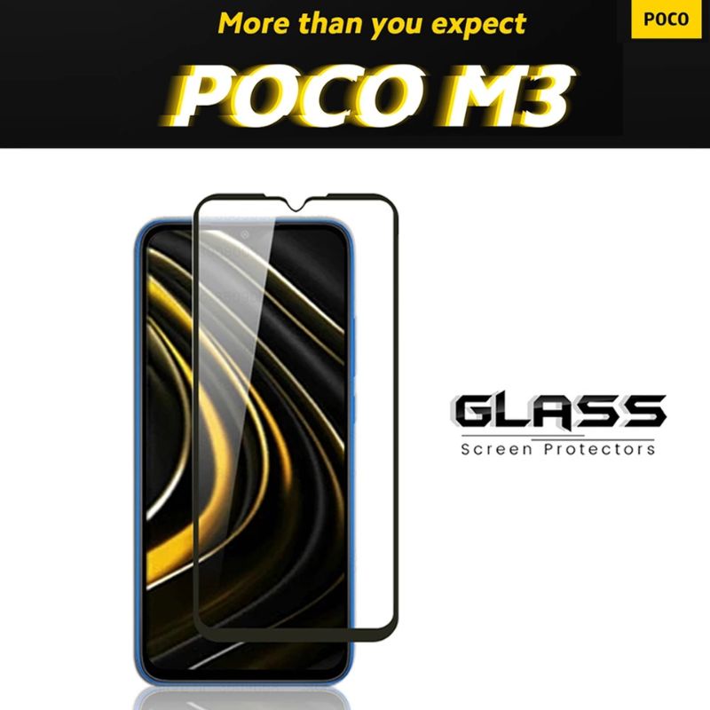 TEMPERED GLASS XIAOMI POCO M3 FULL COVER 9H TEMPERGLASS PELINDUNG LAYAR SCREEN PROTECTOR