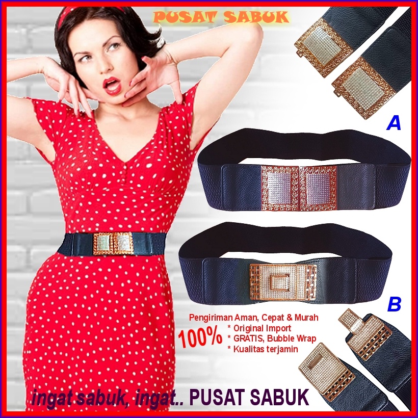 Gesper Belt Lebar Sabuk Ikat Pinggang Wanita Korea Obi Karet Elastis Cewek besar Gasper Fashion Murah Kekinian Murah Cantik Pesta Hitam Aksesoris Blet Grosir Terbaru