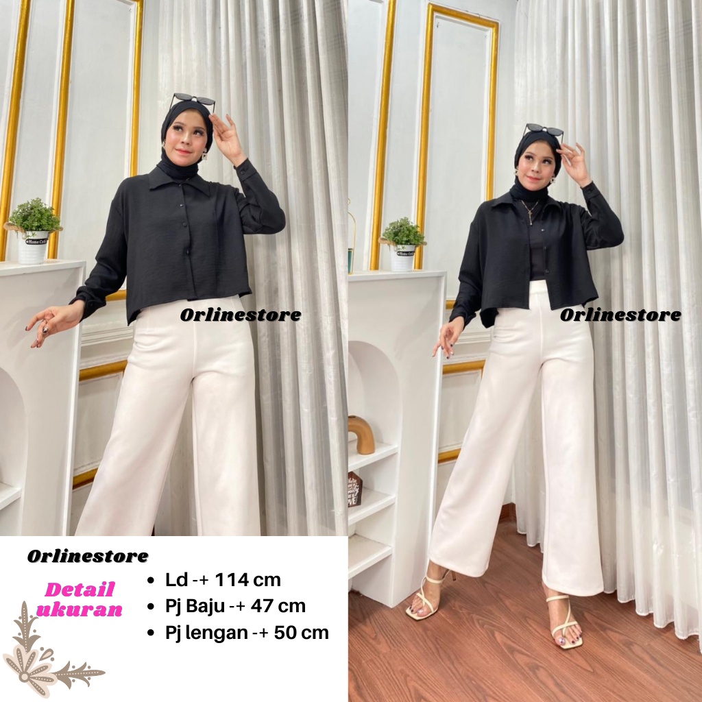 Kemeja Crop Crinkle Airflow / Hanin Crop / Premium Keisya Crop