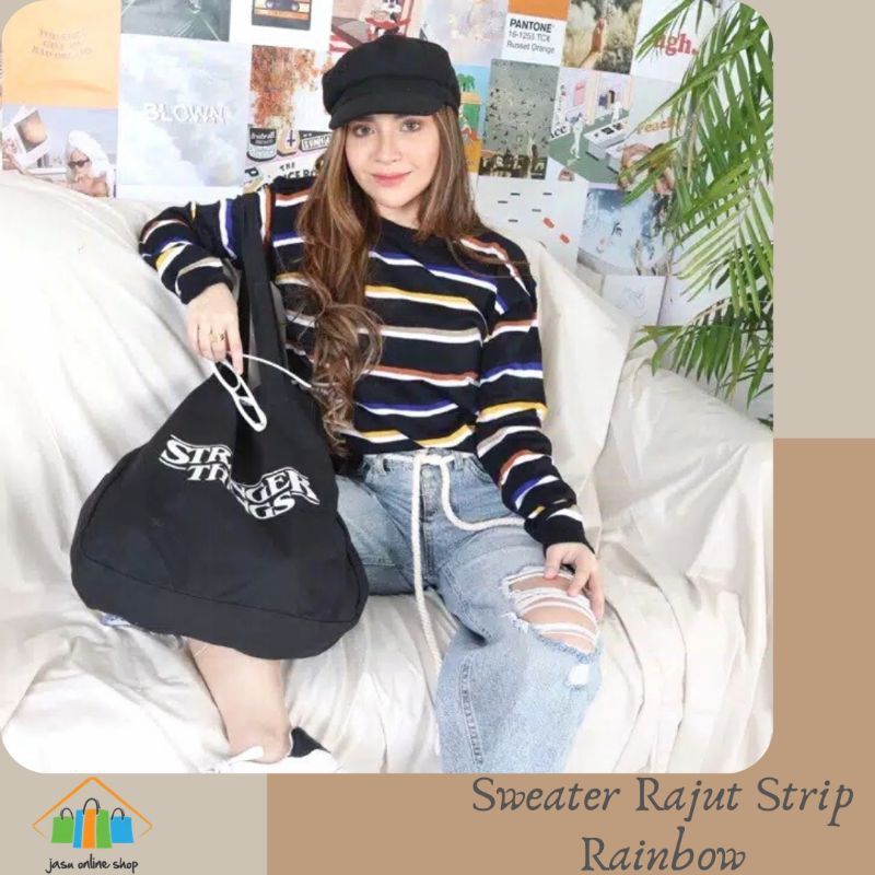 STRIP RAINBOW | NESVI SWEATER RAJUT