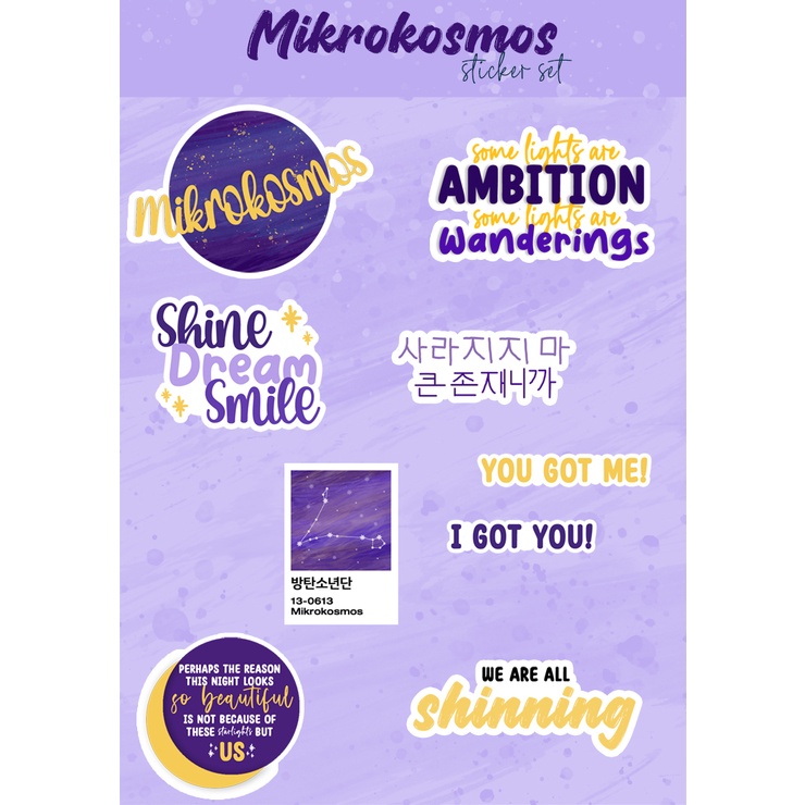 Mikrokosmos Sticker Pack / Stiker Mikrokosmos BTS Kiss Cut / BTS Song