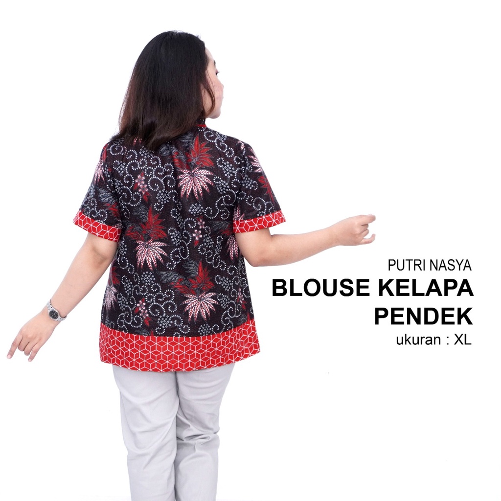 Blouse Big Size Wanita Atasan Batik Lengkap S-M-L-XL-XXL-3L-4L-5L Model Blus Jumbo Kerja Batik