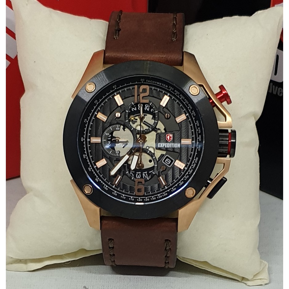 Expedition E 6697 Rosegold Black, Jam Tangan Pria, Original