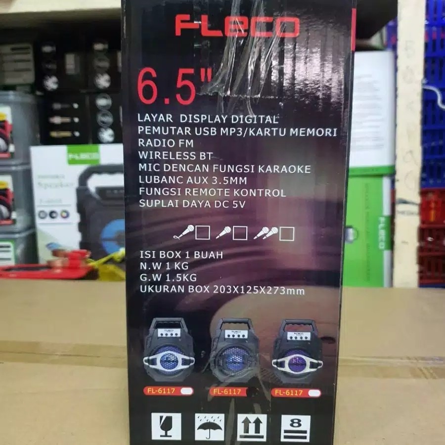 Speaker Bluetooth Portable Fleco FL-6117 +Free Mic Karaoke