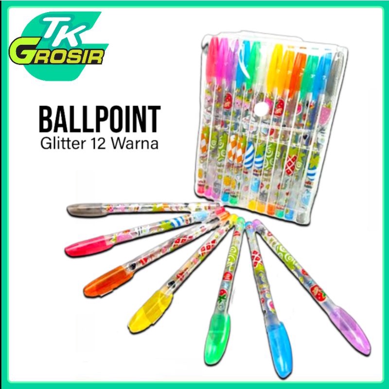 

ballpoint gell gliter/pen pulpen gliter isi 12 pcs/pen pulpen gliter