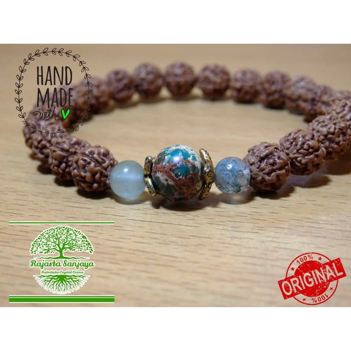 HUT RI SALE 8.8 Gelang Handmade Rajarta Kesehatan Fashion Rudraksha Kombinasi Kristal Model 01