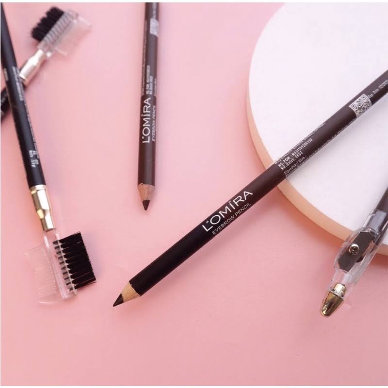 *galerybeautysemarang* Lomira Eyebrow Pensil Alis with brush black brown 2in1 Black Brown