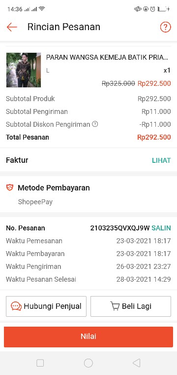 Paran Wangsa Kemeja Batik Pria Lengan Panjang Slimfit Katun Printing Hem Baju Seragam Kantor Modern